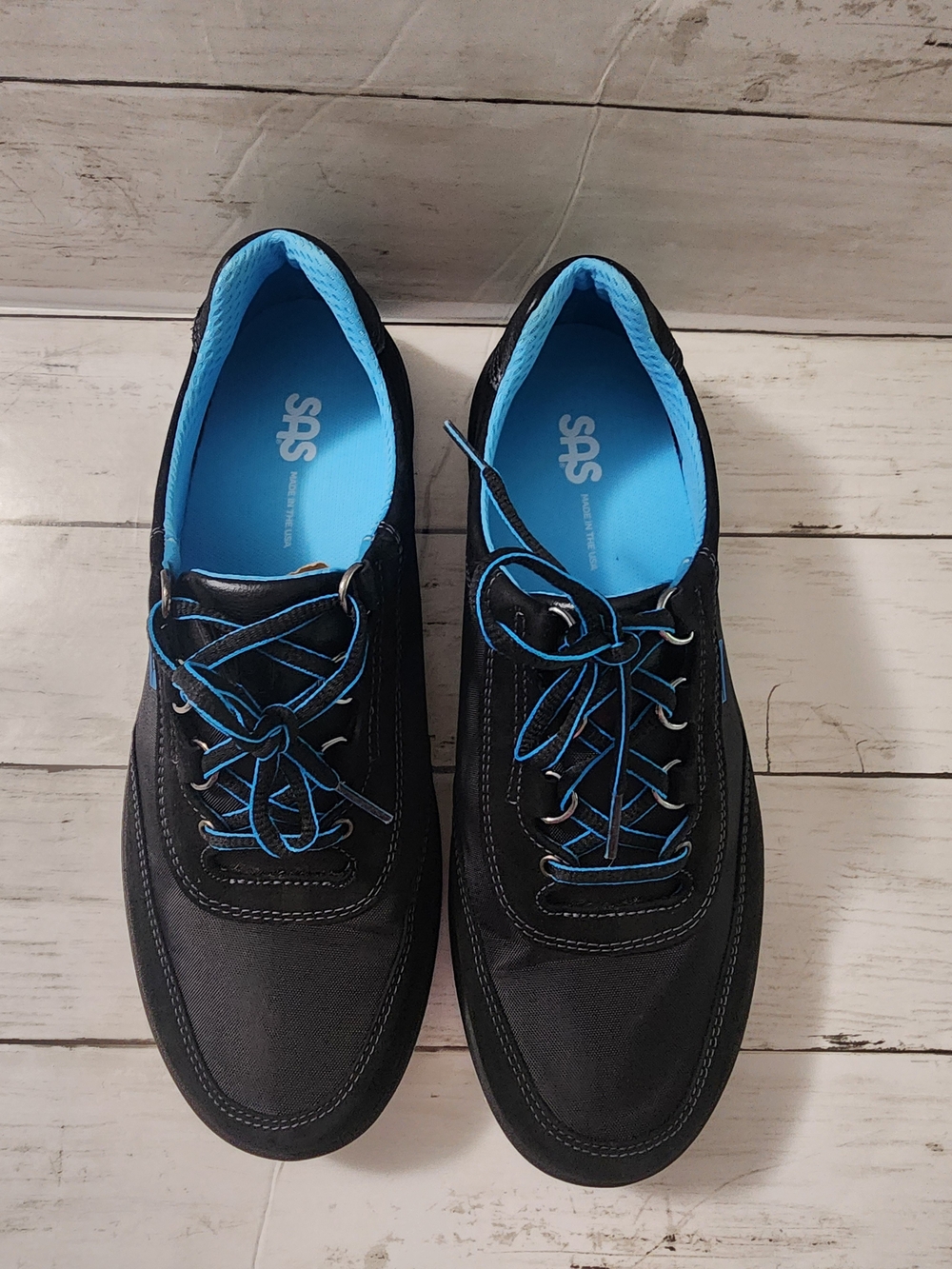 SAS Women's Black Casual Sneakers with Blue Lining